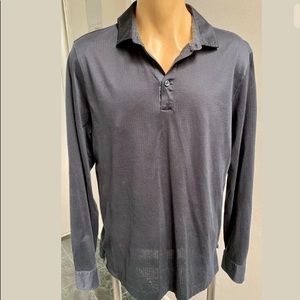 VINTAGE Y2K HUGO BOSS BLACK LABEL SHIRT SLIM FIT CHARCOAL GRAY FADED KNIT XL